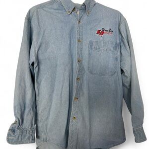 Lee Men's Casual Light Blue Jean Button Down Buccaneers Shirt